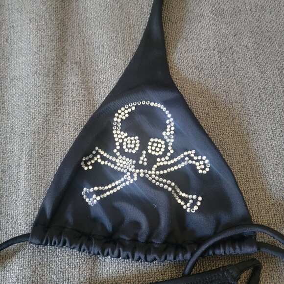 Victoria's Secret Swim Rhinestone Black Skull Bikini Set - Size Small - Picture 3 of 11